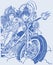 Drawing or Sketch Lord shiva and Parvathi Riding Bike. Modern Clipart and lifestyle of Shiva, Parvati