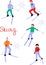 Drawing of skiing people. Christmas illustration. Winter sports