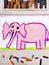 Drawing: Smiling pink elephant