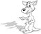 Drawing of a Standing Smiling Kangaroo Pointing with a Paw