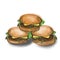 drawing of three burgers on a white background