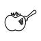 Drawing tomato vegetable on fork icon