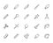 Drawing tools line icons set. Pen, pencil, paintbrush, dropper, stamp, smudge, paint bucket minimal vector illustrations