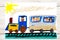 Drawing: train with smiling passengers