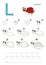 Drawing tutorial. Game for letter L. Funny Ladybug.