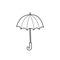 Drawing an umbrella in the style of a doodle. A simple vector illustration by hand.