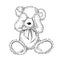 Drawing unhappy Teddy Bear closing eyes