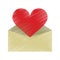 Drawing valentines day romantic mail heart envelope open