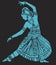 Drawing of Well Traditional and ethnic Dressed lady doing Bharatanatyam Dance. Silhouette or Outline Editable Illustration of