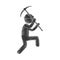 drawing worker mining pick axe helmet figure pictogram