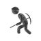 drawing worker mining pick axe helmet figure pictogram