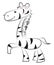 Drawing of a zebra animal in black and white, vector or color illustration