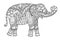 Drawing zentangle elephant, for coloring book for adult or other decorations
