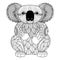 Drawing zentangle Koala for coloring page, shirt design effect, logo, tattoo and decoration.