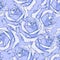 Drawn blueroses seamless background. Flowers illustration front view. Pattern in romantic style for design of fabrics