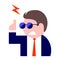 Drawn cartoon angry businessman in sunglasses and tie on a white background.