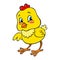 Drawn cartoon chick. Cartoon cute baby chick. Funny newborn chick