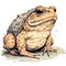 Drawn and Colored of Cute Toad Frog on White Background - Bufo Bufo Isolated