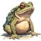 Drawn and Colored of Cute Toad Frog on White Background - Bufo Bufo Isolated