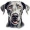 Drawn and Colored of Cute Weimaraner Dog Portrait on White Background