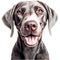 Drawn and Colored of Cute Weimaraner Dog Portrait on White Background