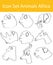 Drawn Doodle Lined Icon Set Animals Africa