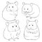 Drawn by hand sketches of cute cartoon hamsters on white background. Illustration of little animals drawn like pencil sketches.