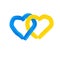 Drawn heart Ukrainian flag on a white background