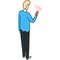 Drawn illustration of a man standing and looking at his phone with WiFi turned on