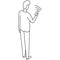 Drawn illustration of a man standing and looking at his phone with WiFi turned on