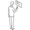Drawn illustration of a man standing, recieving and reading a message on the smartphone