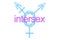 Drawn Intersex and transgender symbol with text in the center: INTERSEX.