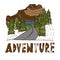 Drawn labels for adventure themes. Vector