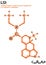 Drawn molecule and formula of LSD