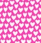 Drawn multicolor heart silhouettes on rose background. Symbol of love in pink seamless pattern.