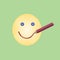 drawn smile by red pencil on yellow emoticon concept keep smiling