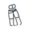 Drawn stick figure of 2 friends hugging. Support of young people embrace together illustrated vector sketchnote.