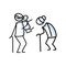 Drawn stick figure of grandparents hugging grandchild. Elderly embrace together support illustrated vector sketchnote.