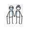 Drawn stick figure of senior man and woman. Elderly couple illustrated love vector sketchnote