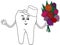 Drawn tooth doctor with flowers