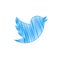 Drawn Twitter logo isolated over white background. Social media symbol.