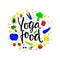 And drawn YOGA FOOD. Bright vegetables and fruits