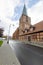 Drawsko, Zachodniopomorskie / Poland - October, 09, 2020: Old Catholic Church in the center of a small town. Brick Christian