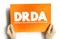 DRDA - Distributed Relational Database Architecture acronym on card, abbreviation concept background