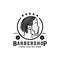 Dreadlocks locs african american hipster barbershop logo with male silhouette icon