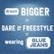 Dream bigger, dare to freestyle, wearing blue jeans, Quote Typographic Background