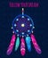 Dream catcher with abstract feathers in ethnic style
