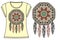 Dream Catcher color tribal boho fashion print t-shirt, design.