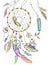 Dream catcher with items from the sea and feathers. Vector.