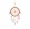 Dream catcher style Indian design craft, handmade circle frame knot with leaf ornament, wall hanging interior decoration, diy hobb